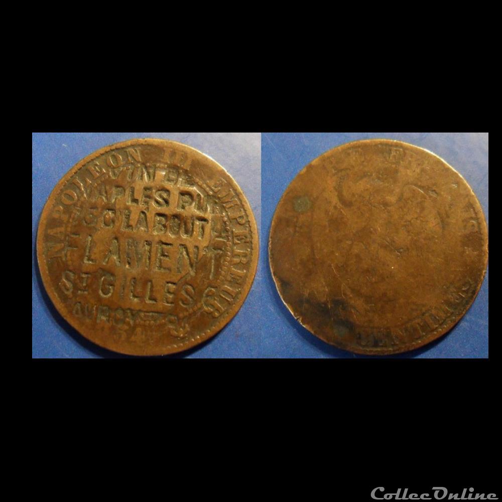 monnaies france modernes n napoleon iii empereur cinq centimes non laure support publicitaire 1854