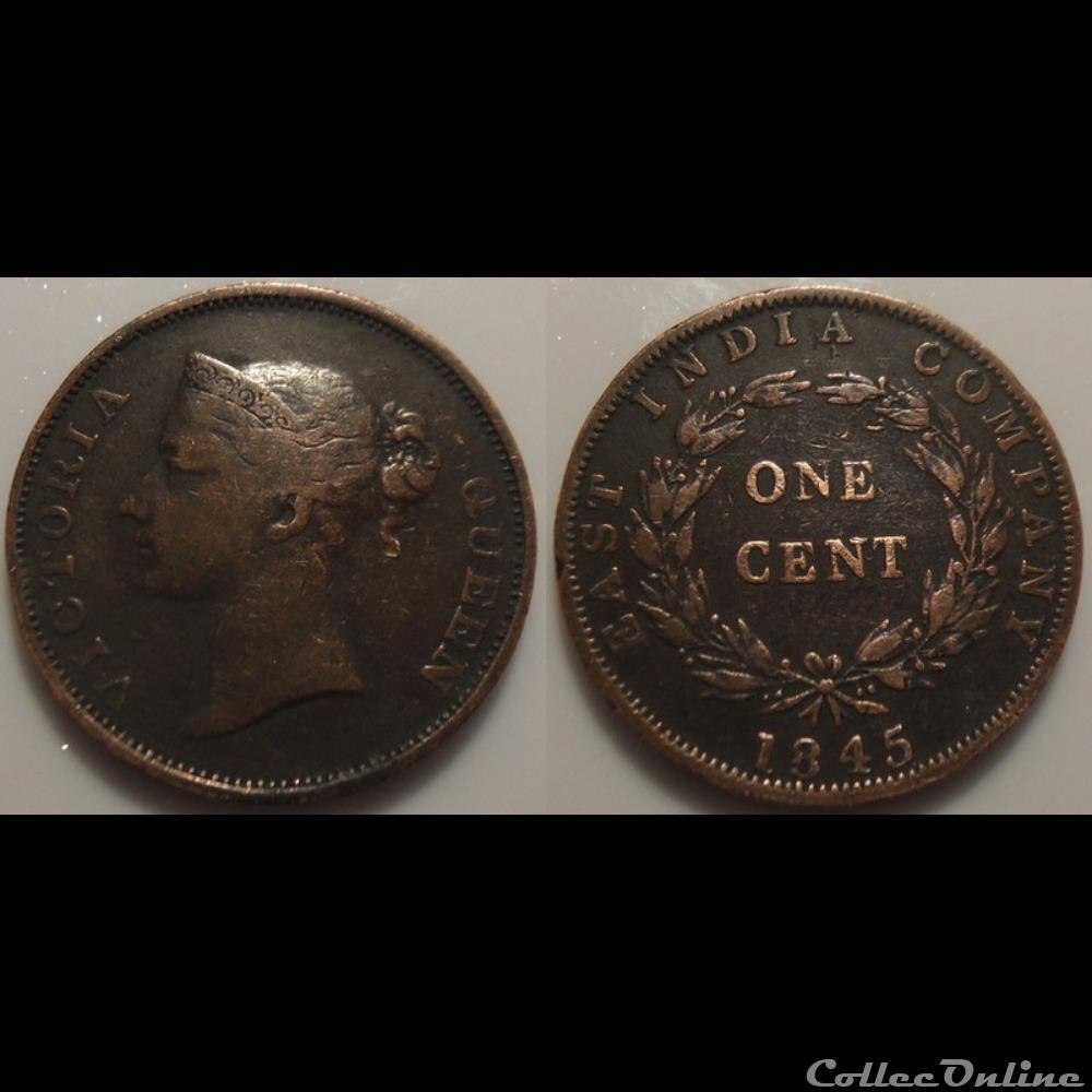 East India Company 1 Cent 1845 monnaie monde moderne east india company 1 cent 1845