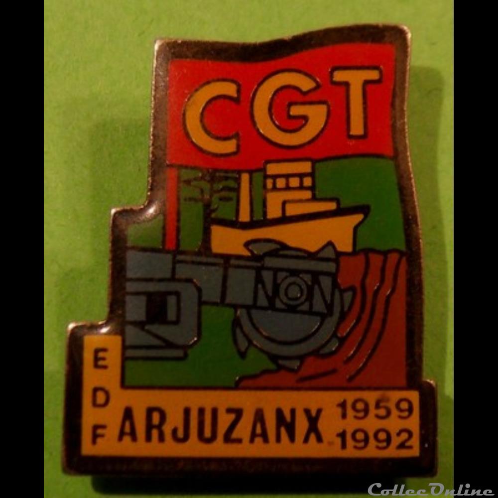 Pin's (40) Arjuzanx CGT Centrale Thermique EDF autre france assignat pis 40 arjuzanx cgt centrale thermique edf