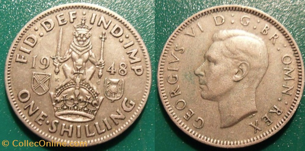 monnaie monde royaume uni 1 shilling 1948 cimier de ecosse