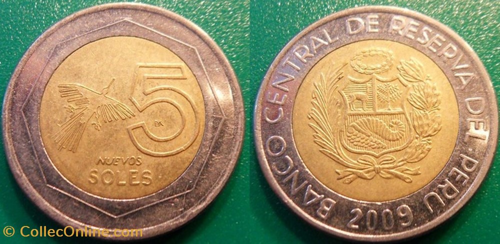 5 Nuevos Soles 2009 monnaie monde perou 5 nuevos soles 2009