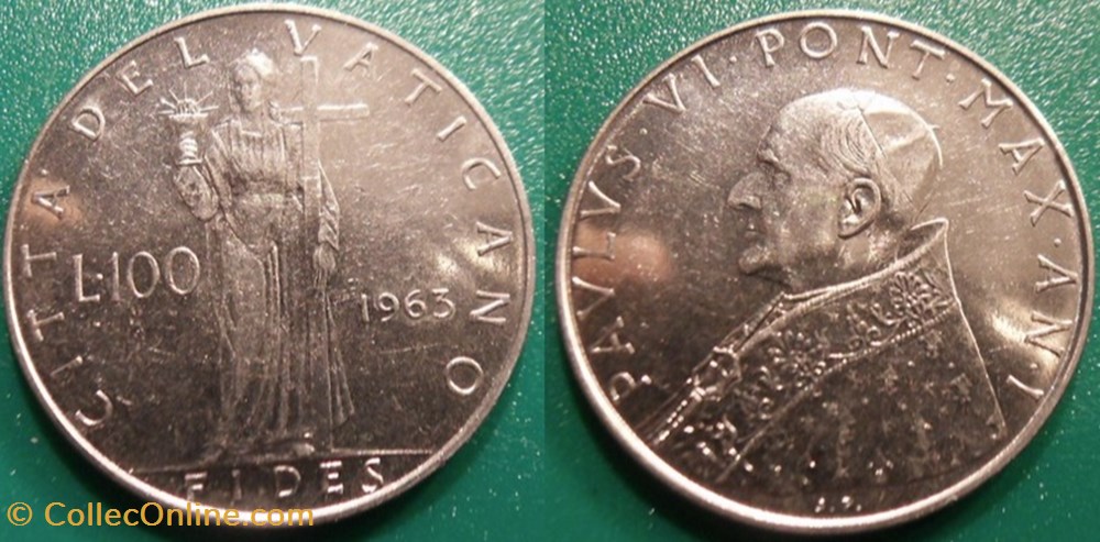 monnaie monde vatican 100 lires 1963 paul vi
