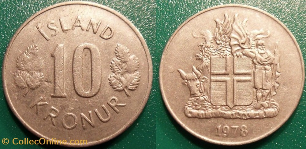 10 Kronur 1978 monnaie monde islande 10 kronur 1978