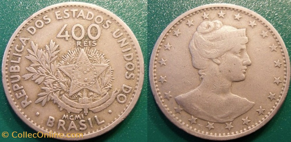 Brésil 400 Réis 1901 monnaie monde bresil 400 reis 1901