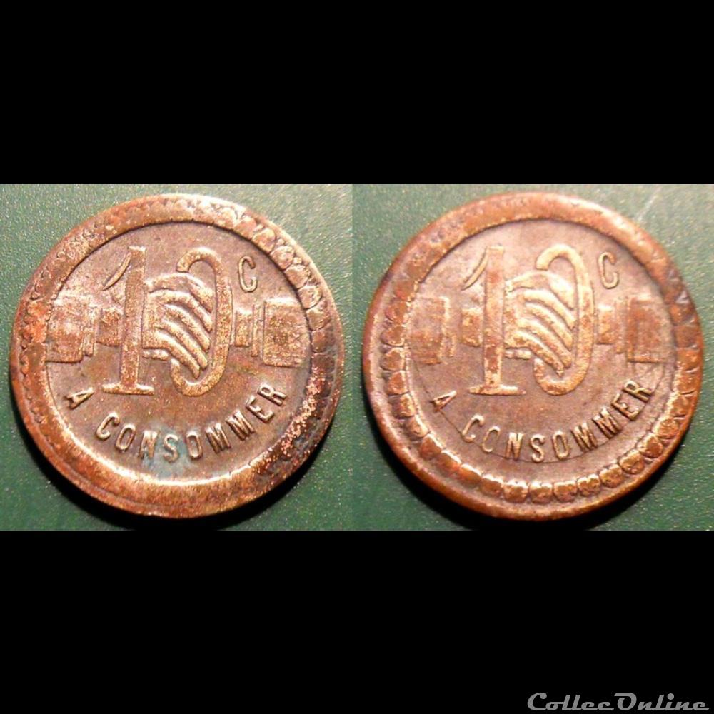 f- Jeton à consommer 10 C. monnaie mereaux f jeton a consommer 10 c