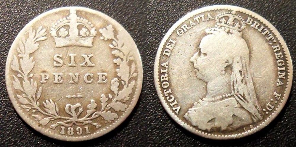 Grande Bretagne 6 Pence 1891 monnaies grande bretagne 6 pence 1891