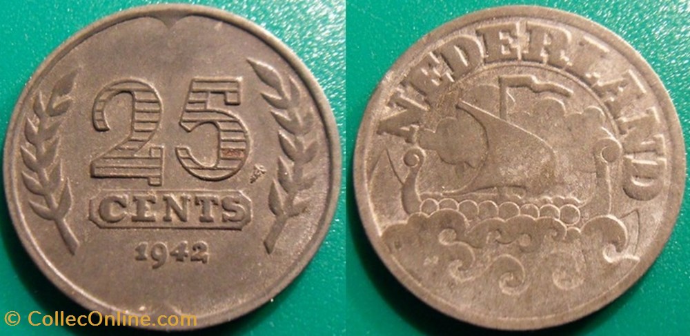 monnaie monde pay ba 25 cents 1942 occupation allemande