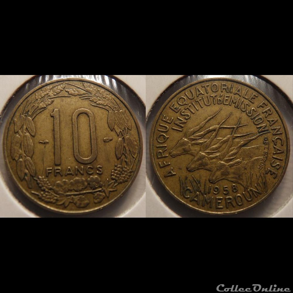 Afrique Equatoriale Française - Cameroun 10 francs 1958 monnaie france colony afrique equatoriale francaise cameroun 10 francs 1958