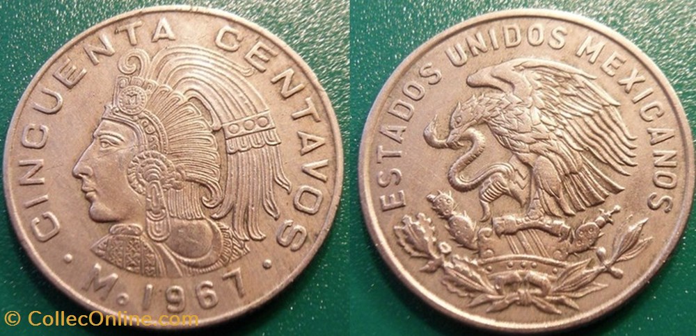monnaie monde mexique 50 centavos 1967