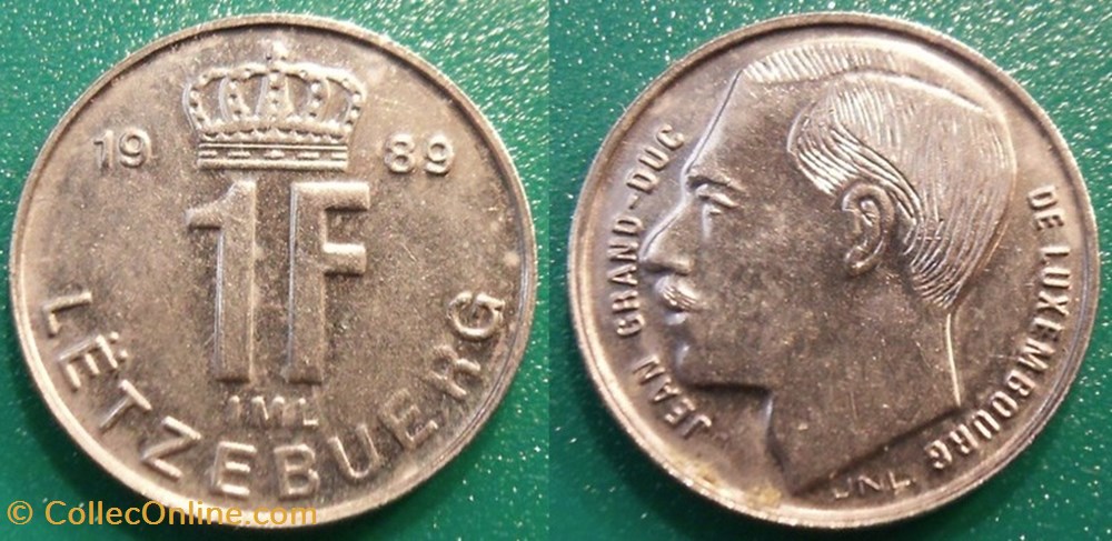 1 Franc 1989 monnaie monde luxembourg 1 franc 1989