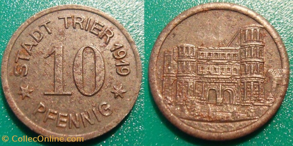 q- MN etr Germany Trier 10 Pfennig 1919 monnaie jeton mereaux q mn etr germany trier 10 pfennig 1919