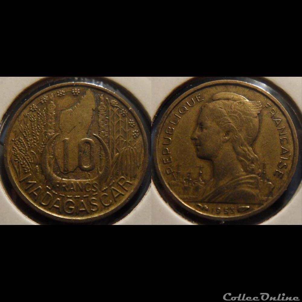 Madagascar 10 Francs 1953 monnaie france colony madagascar 10 francs 1953