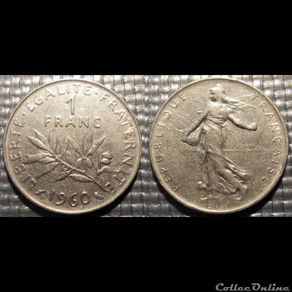 Hg 1 franc semeuse 1960 24mm 6g monnaie france moderne hg 1 franc semeuse 1960 24mm 6g