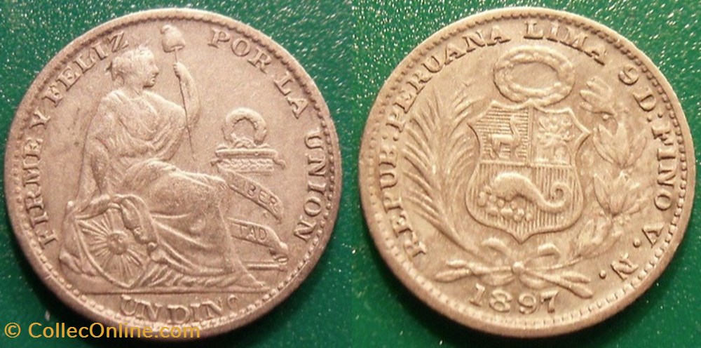 monnaie monde perou 1 dinero 1897 v n