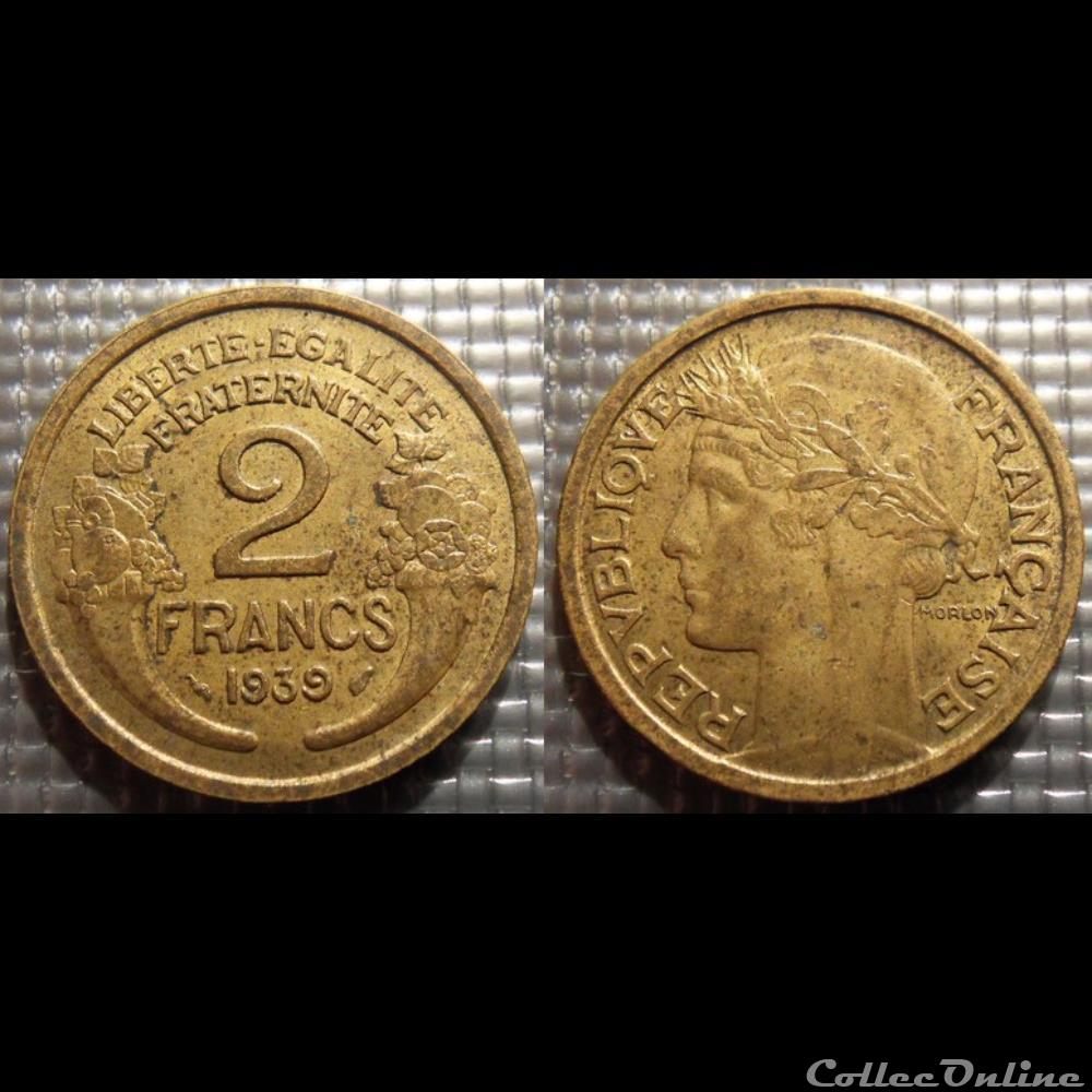 Jc 2 francs Morlon 1939 27mm 8g monnaie france moderne jc 2 francs morlon 1939 27mm 8g