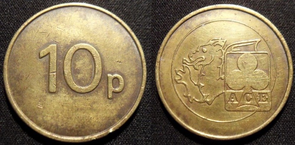 e- J etr Grande Bretagne 10 P ACE monnaies paranumismatique jetons poids e j etr grande bretagne 10 p ace