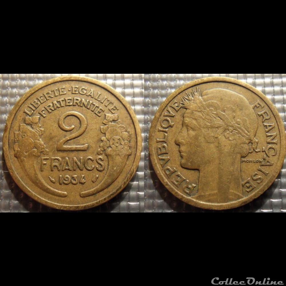 Jc 2 francs Morlon 1934 27mm 8g monnaie france moderne jc 2 francs morlon 1934 27mm 8g