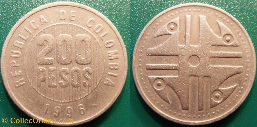 200 pesos 1996 monnaie monde colombie 200 pesos 1996