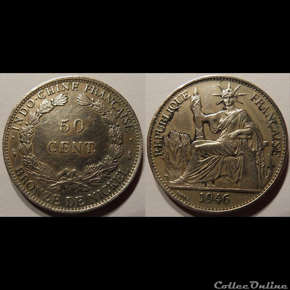 Indochine 50 cent. 1946 monnaie france a colony indochine 50 cent 1946