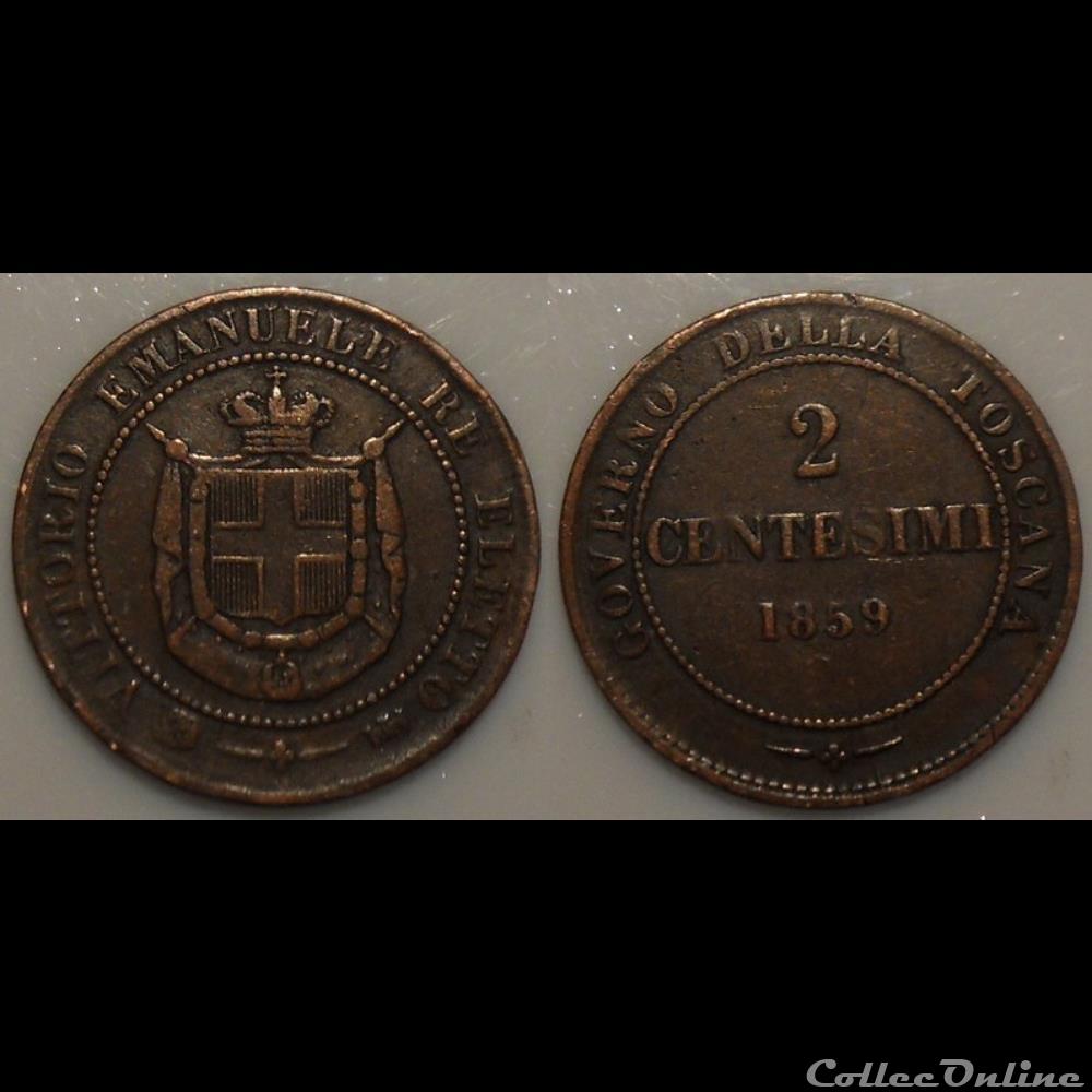 Italie Toscane 2 Centesimi 1859 monnaie monde colony italie toscane 2 centesimi 1859