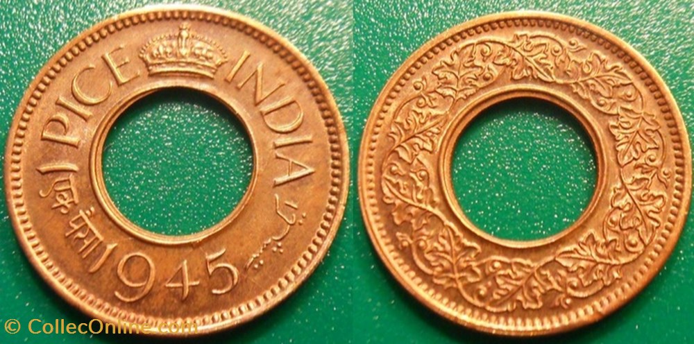 1 Pice 1945 monnaie monde inde 1 pice 1945