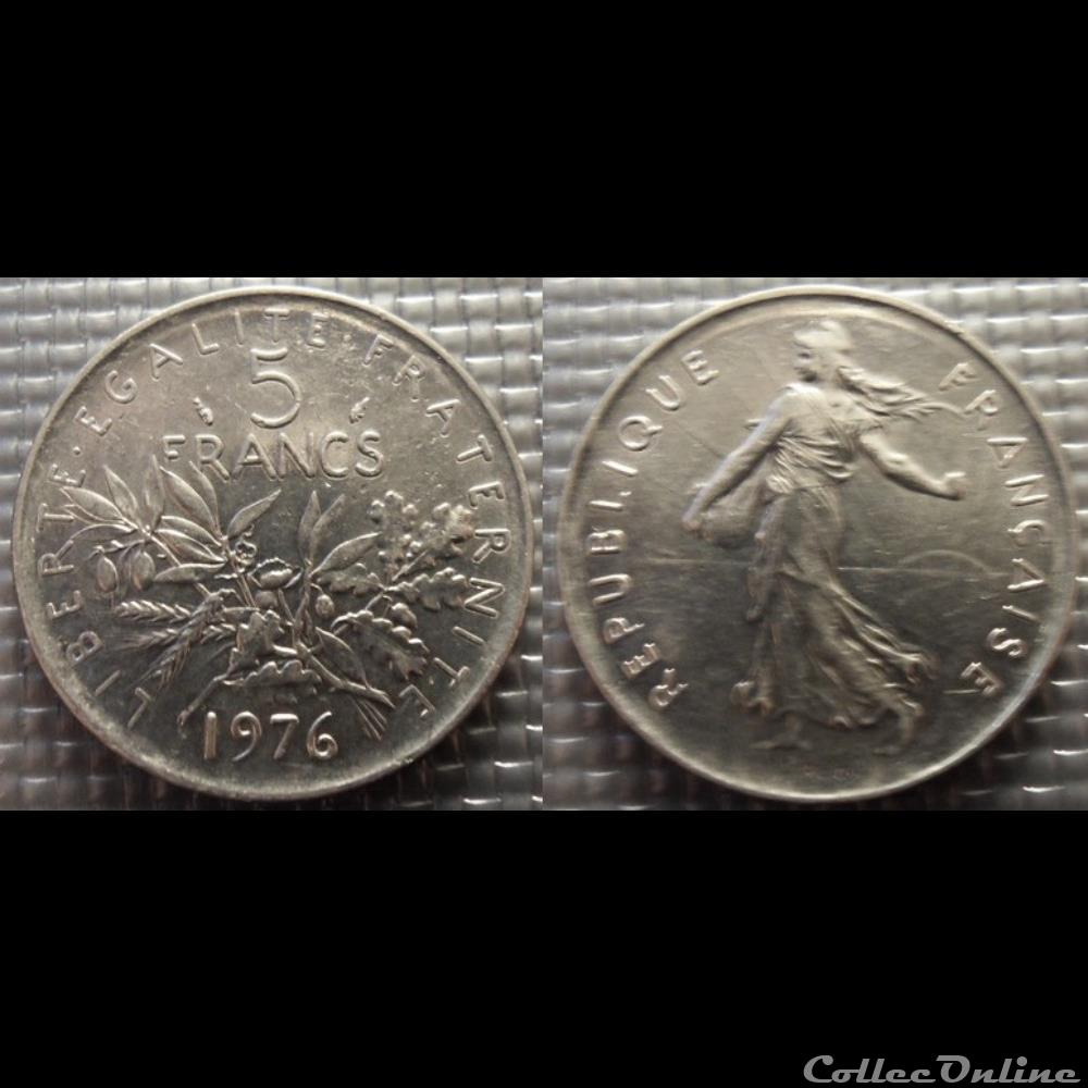 Kg 5 francs Semeuse 1976 29mm 10g monnaie france moderne kg 5 francs semeuse 1976 29mm 10g