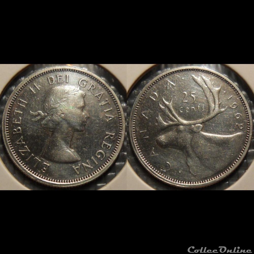 Canada 25 Cents 1962 monnaie france moderne canada 25 cents 1962