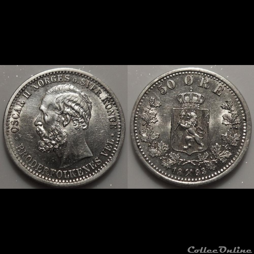 monnaie antique romaine norvege 50 ore 1893