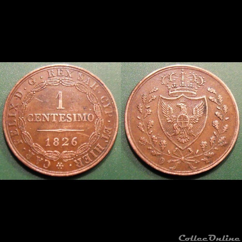 Italie Sardaigne 1 Centesimo 1826 monnaie monde italie sardaigne 1 centesimo 1826
