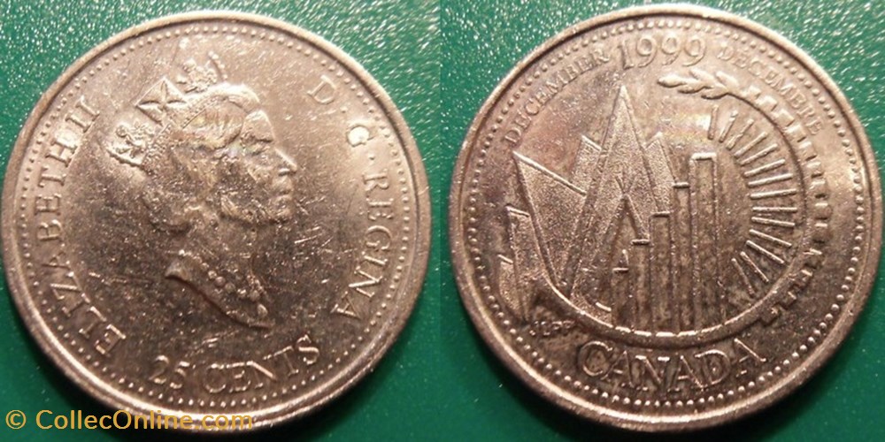 monnaie monde canadum 25 cents 1999