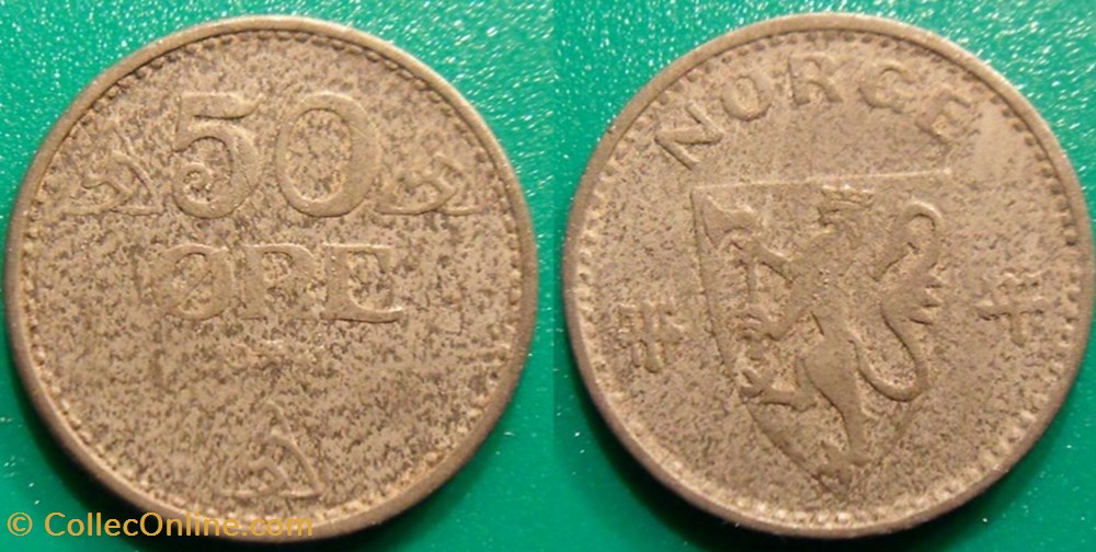 50 Ore 1941 monnaie monde norvege 50 ore 1941