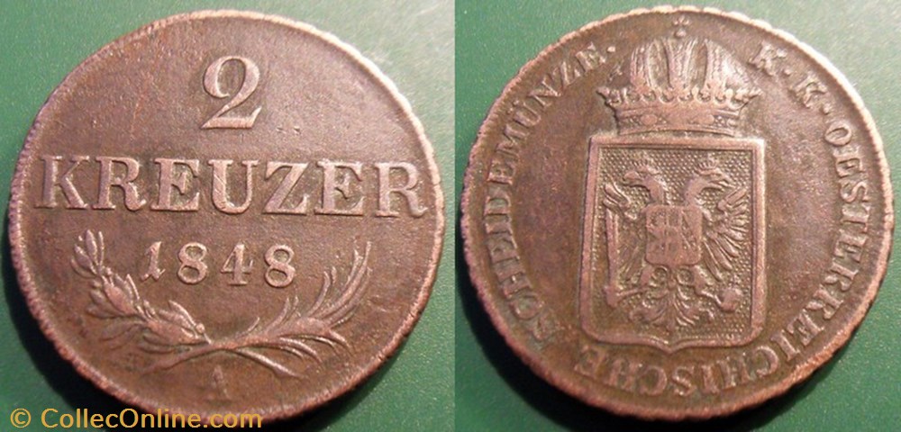 Autriche 2 Kreuser 1848A monnaie monde autriche 2 kreuser 1848a