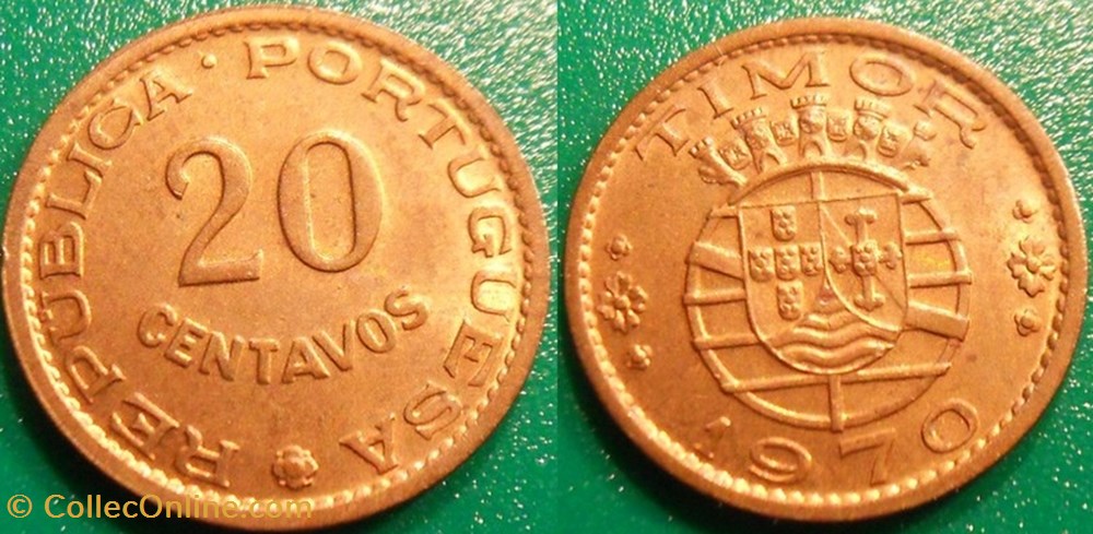 20 Centavos 1970 monnaie monde timor oriental 20 centavos 1970
