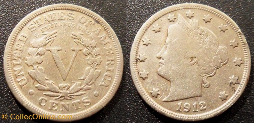 USA 5 Cents 1912 monnaies monde etats unis usa 5 cents 1912