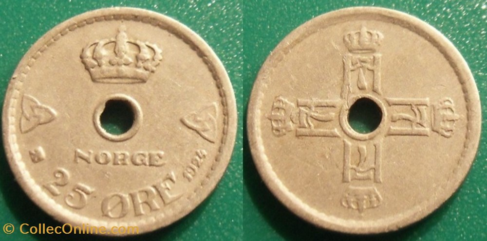 25 Ore 1924 monnaie monde norvege 25 ore 1924
