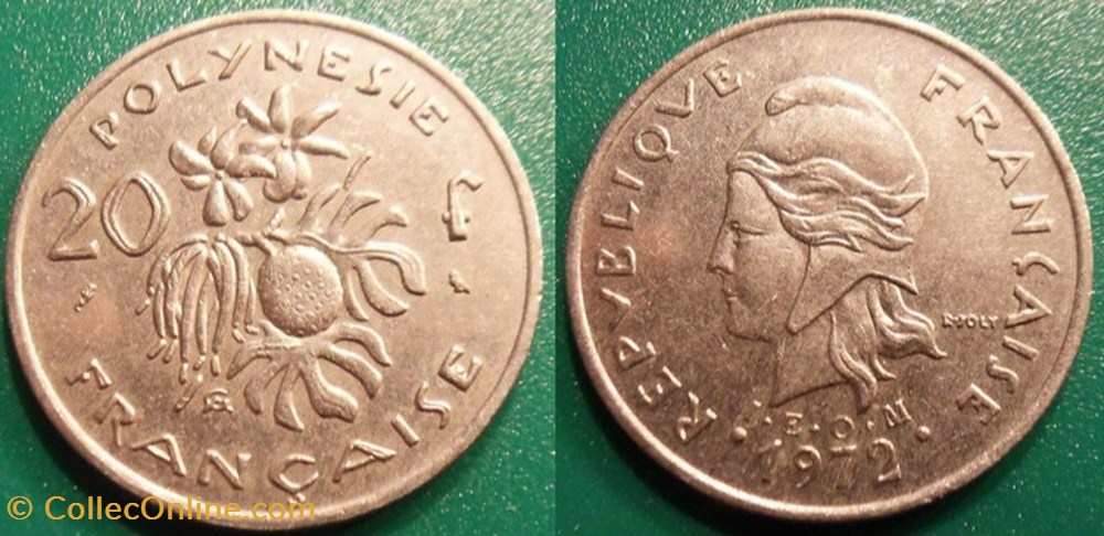 Polynésie Française 20 Francs I•E•O•M• 1972 monnaies france colonies polynesie francaise 20 francs i e o m 1972