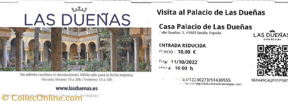 Espagne Séville Palacio de las Dueñas documents anciens tickets entree espagne seville palacio de las duenas