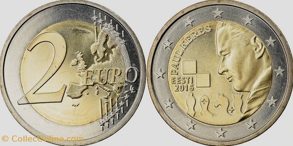monnaies monde estonie 2 euros 2016 paul keres