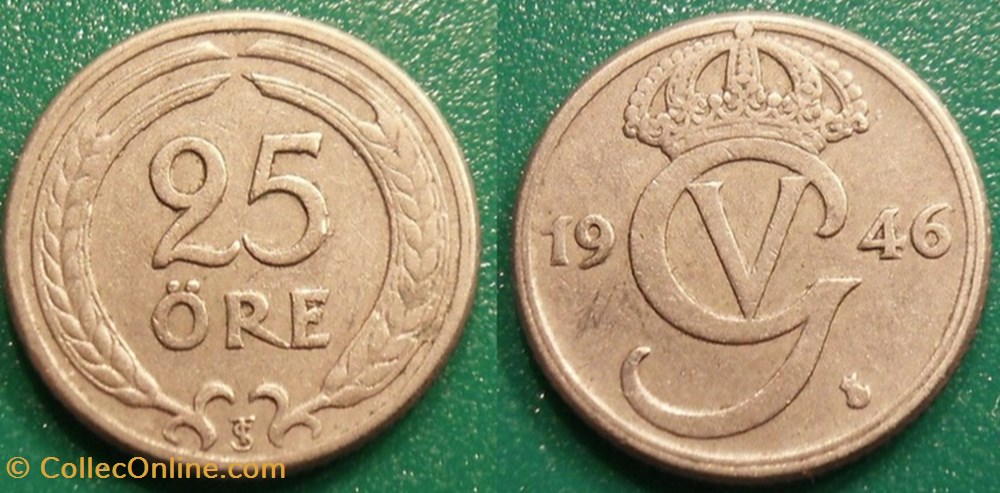 25 Ore 1946 monnaie monde suede 25 ore 1946