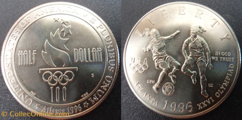 1/2 Dollar 1996 - Atlanta Olympics - Soccer monnaies monde etats unis 1 2 dollar 1996 atlanta olympics soccer