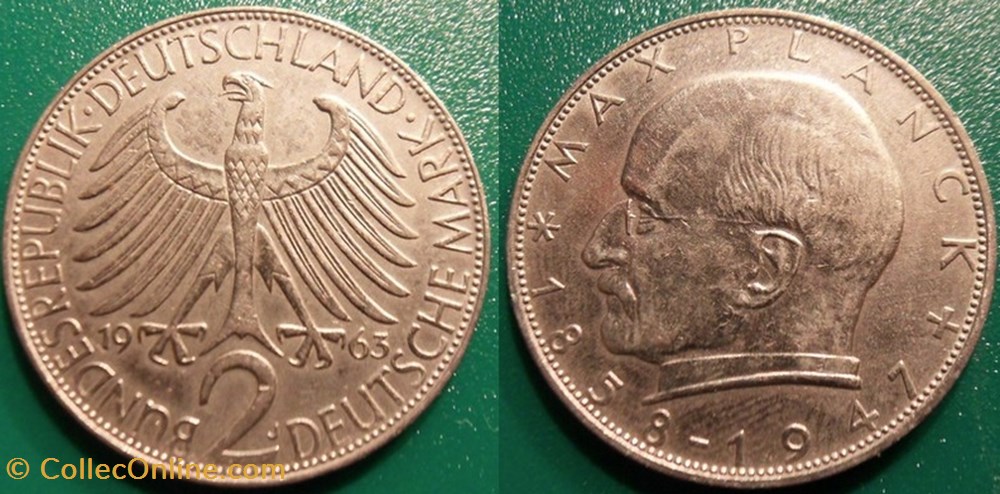 2 Deutsche Mark 1963 Max Planck monnaie monde allemagne 2 deutsche mark 1963 max planck