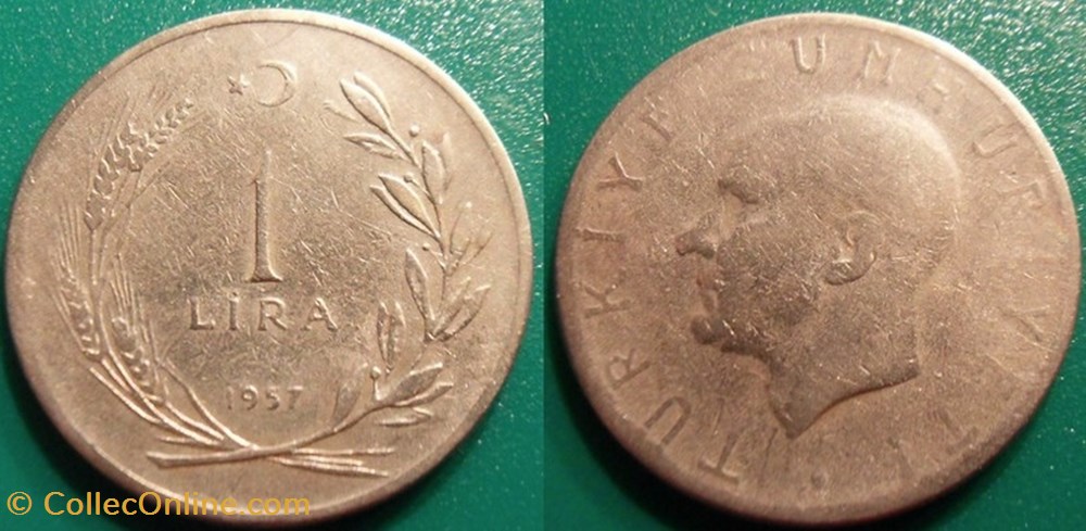 1 Lira 1957 monnaie monde turquie 1 lira 1957