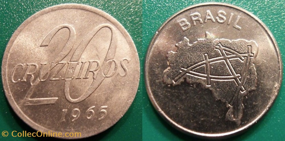 monnaie monde bresil 20 cruzeiros 1965