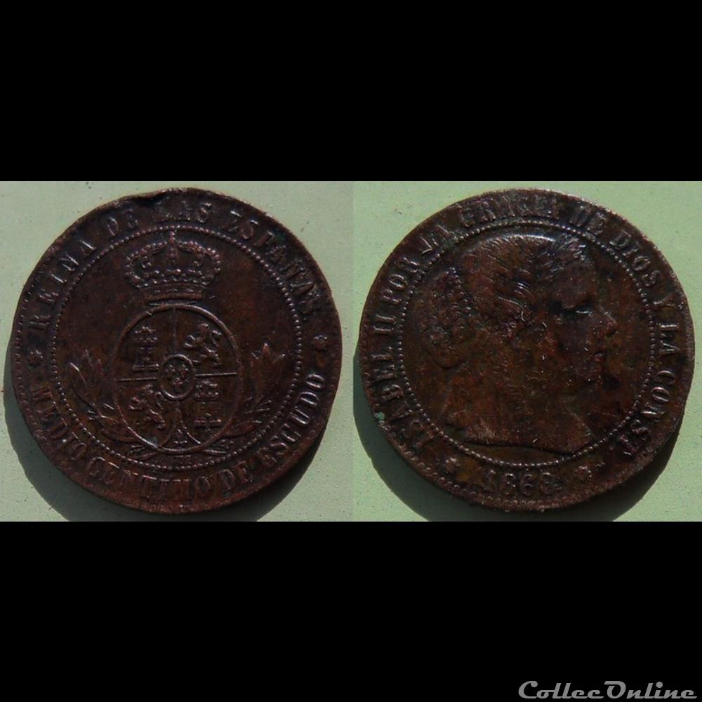 Espagne 1/2 centimos 1868 monnaies monde espagne 1 2 centimos 1868