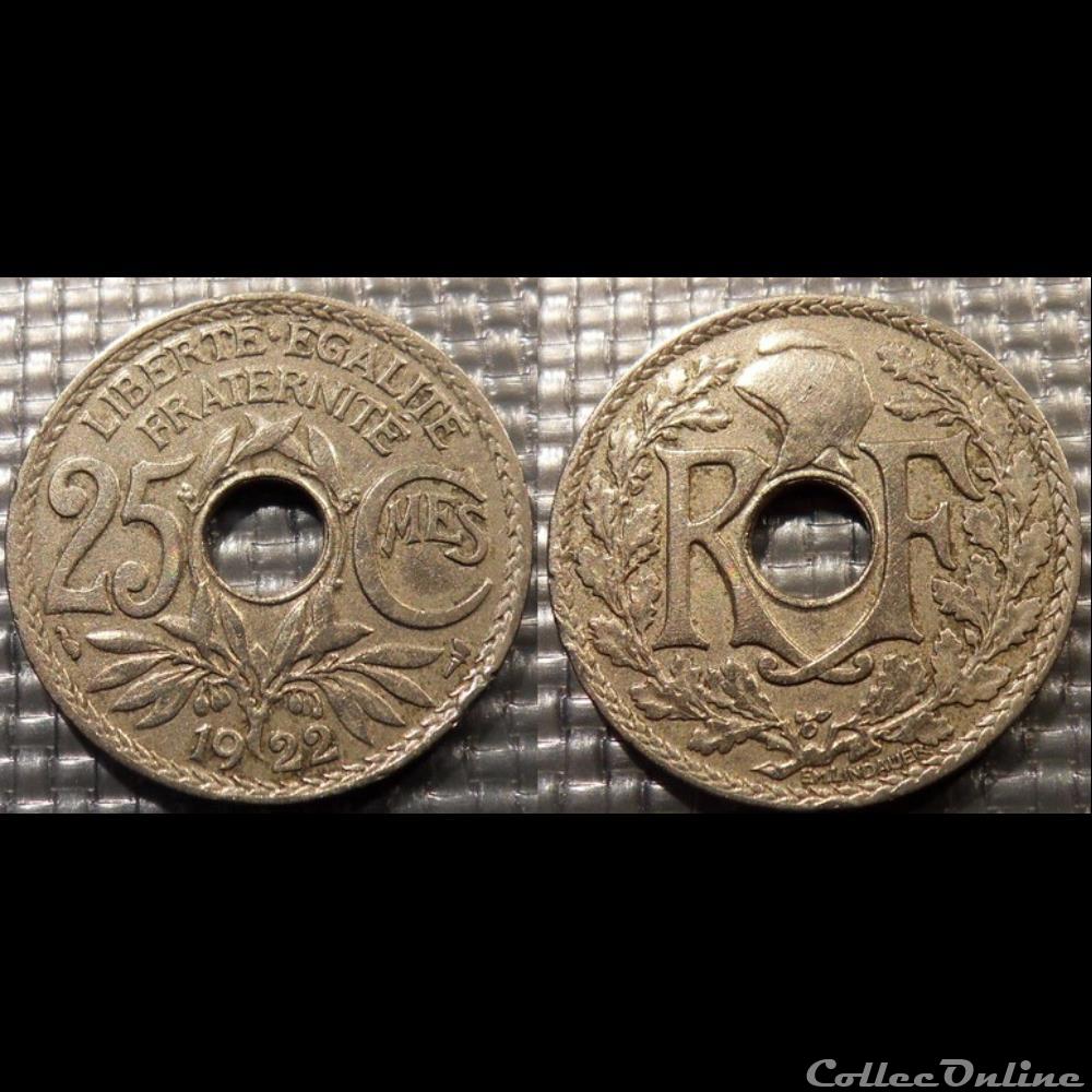 Fd 25 centimes EM Lindauer 1922 24mm 5g monnaie france moderne fd 25 centimes em lindauer 1922 24mm 5g