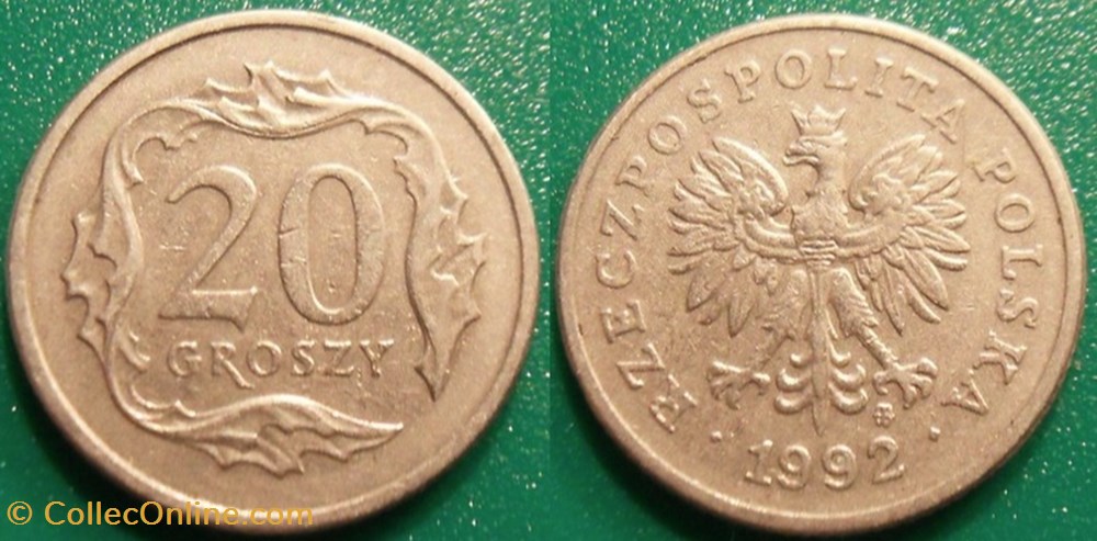 20 Groszy 1992 monnaie monde pologne 20 groszy 1992