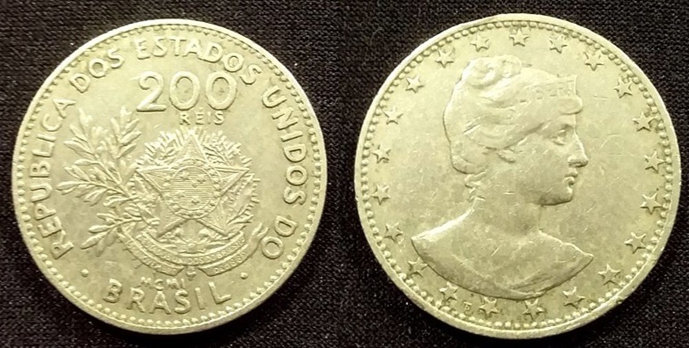 Brésil 200 Réis 1901 monnaies monde bresil 200 reis 1901