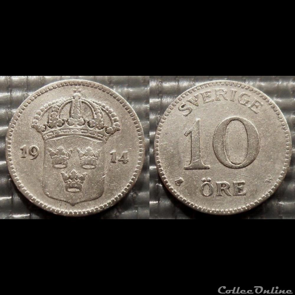 Suède 10 Ore 1914 monnaie france moderne suede 10 ore 1914