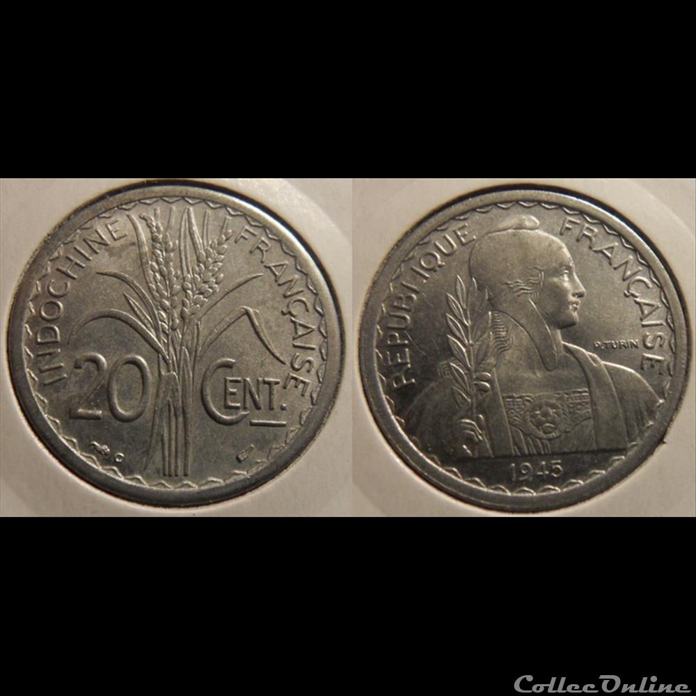 Indochine 20 cent. 1945C Castelsarrasin monnaie france colony indochine 20 cent 1945c castelsarrasin