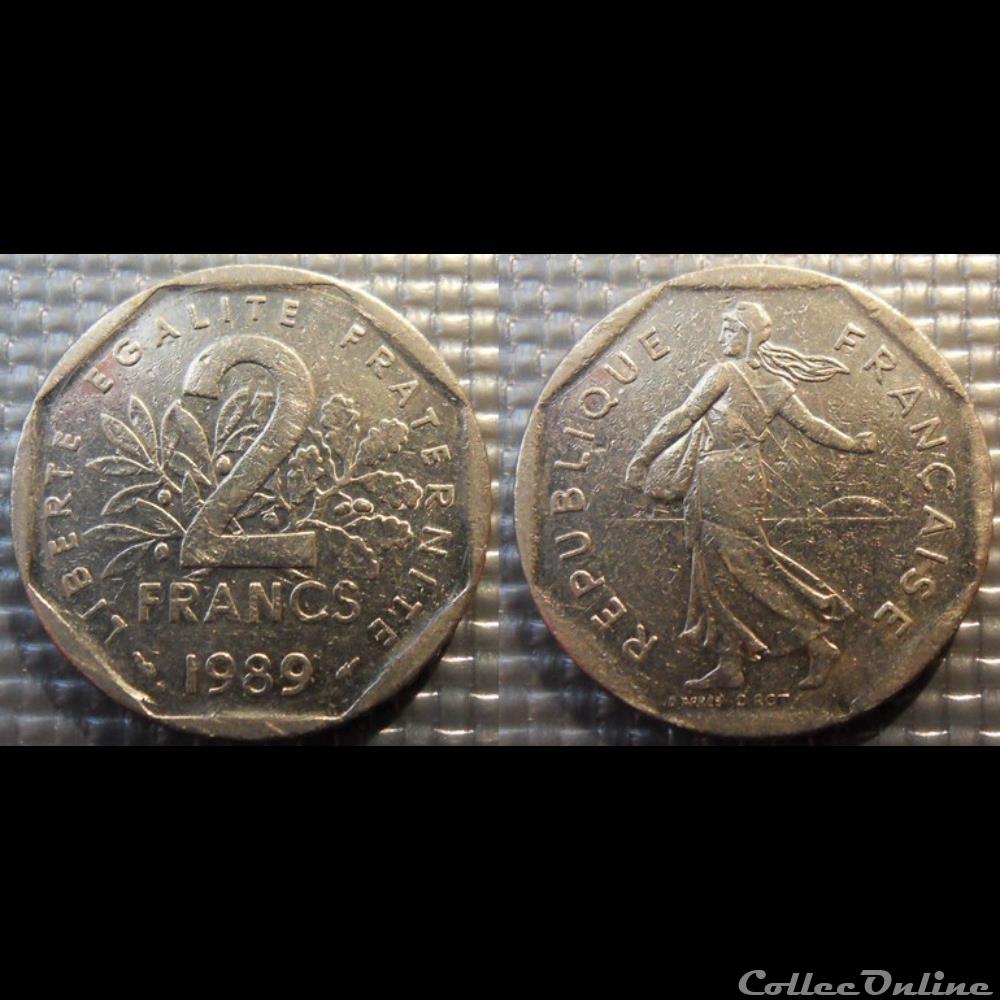 Jg 2 francs semeuse 1989 26.5mm 7.5g monnaie france moderne jg 2 francs semeuse 1989 26 5mm 7 5g